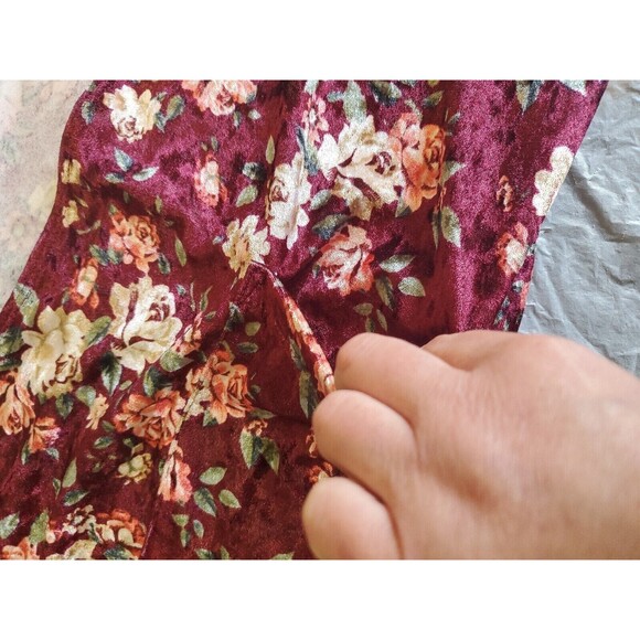 Womens Small Duster Cardigan Dark Floral Velour Pockets Maroon Lularoe - Picture 5 of 9
